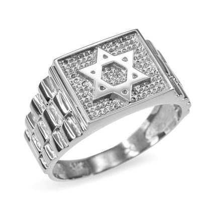 Mens Sterling Silver Star of David Ring Karma Blingz