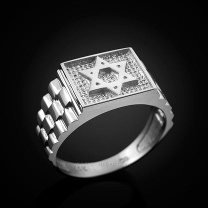 Mens Sterling Silver Star of David Ring Karma Blingz