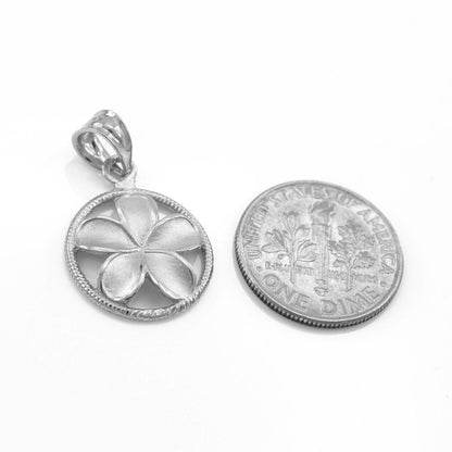 Sterling Silver Hawaiian Plumeria Flower Pendant Necklace Karma Blingz