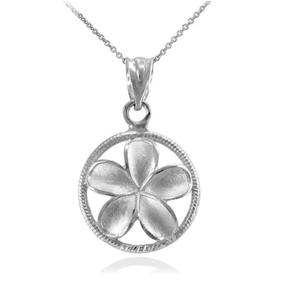 Sterling Silver Hawaiian Plumeria Flower Pendant Necklace Karma Blingz