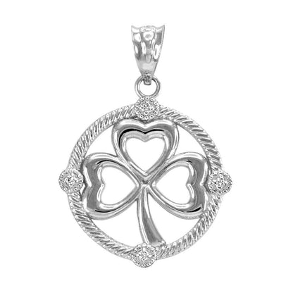 Gold Irish Shamrock Clover Diamond Pendant Necklace (10k, 14k, yellow, white, rose gold) Karma Blingz