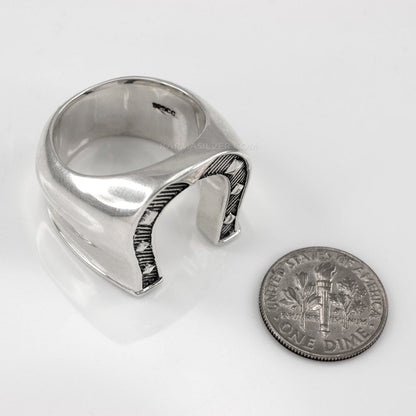 Solid Sterling Silver Mens Horseshoe Ring - Silver Lucky Horseshoe ring Karma Blingz