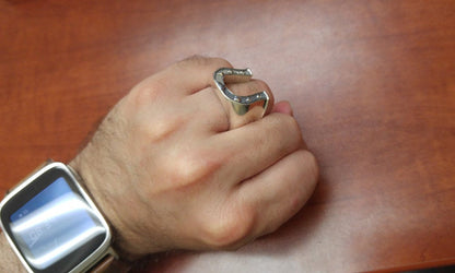 Solid Sterling Silver Mens Horseshoe Ring - Silver Lucky Horseshoe ring Karma Blingz