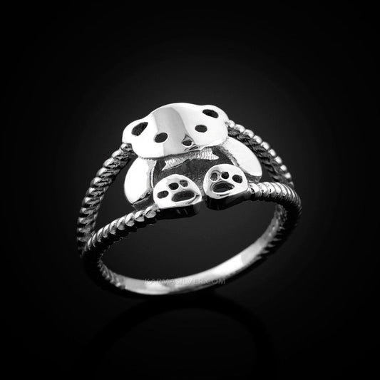 Sterling Silver Cute Teddy Bear Ladies Ring Karma Blingz