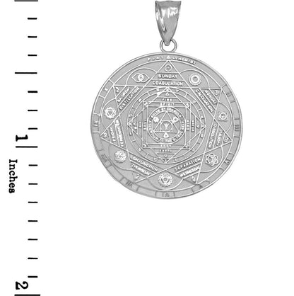 Sterling Silver Om 7 Chakra Calendar Yoga Meditation Pendant (S/M) Karma Blingz
