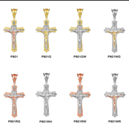 Gold Holy Trinity Crucifix CZ Hip-Hop Cross Pendant Karma Blingz
