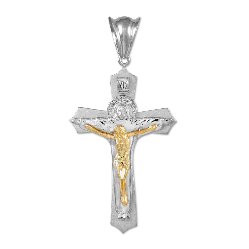 Gold Holy Trinity Crucifix CZ Hip-Hop Cross Pendant Karma Blingz