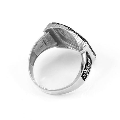 Sterling Silver Russian Imperial Crest Mens Orthodox Cross Ring Karma Blingz