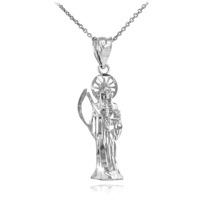 Sterling Silver Santa Muerte Charm Necklace Karma Blingz