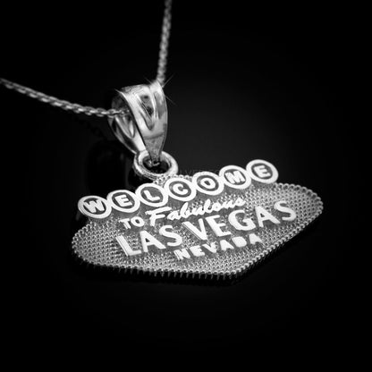 Sterling Silver Las Vegas Pendant Necklace 'Welcome to Fabulous Las Vegas Nevada' charm Karma Blingz