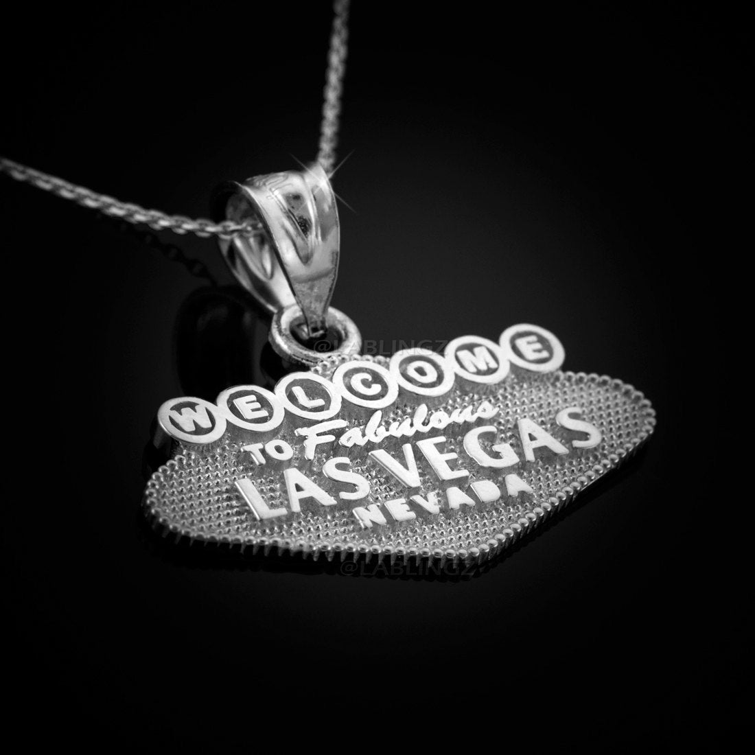 Gold Las Vegas Charm Necklace (yellow, white, rose gold, 10k, 14k) Karma Blingz