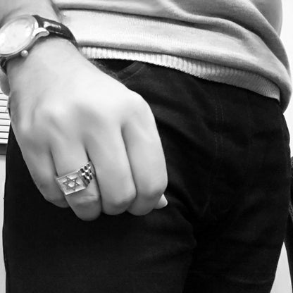 Mens Sterling Silver Star of David Ring Karma Blingz