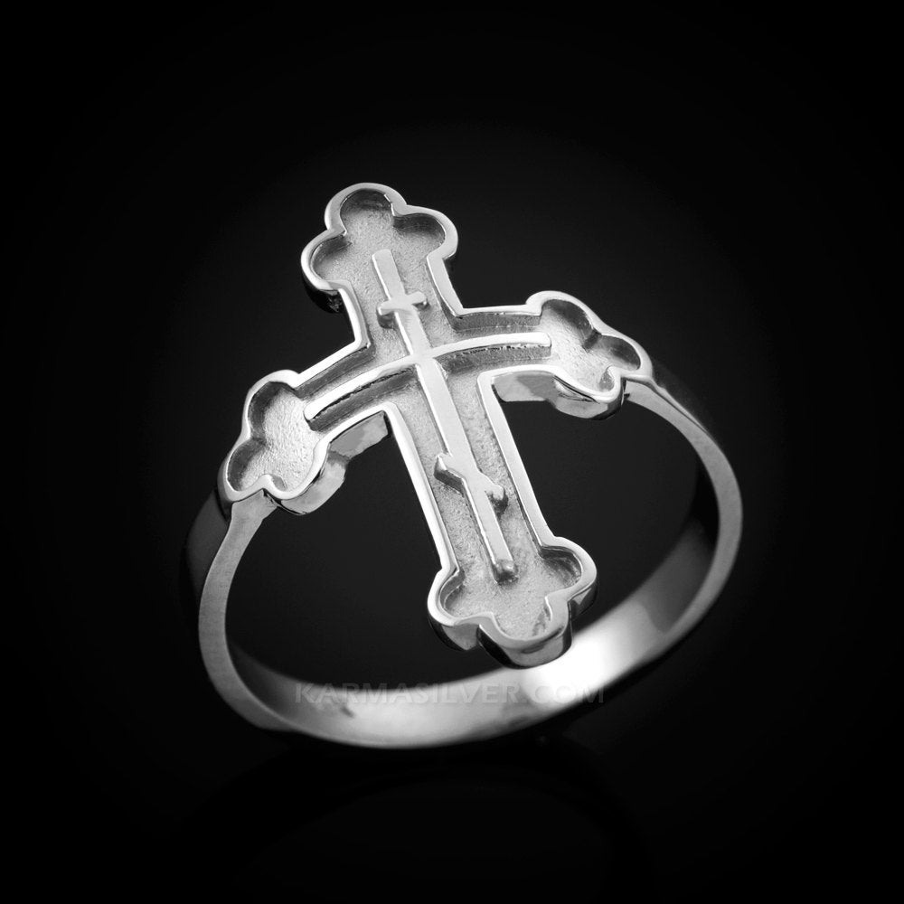 Sterling Silver Russian Eastern Orthodox Cross Ring Karma Blingz