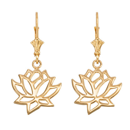 14K Gold Lotus Flower Earrings (yellow, white, rose gold) Karma Blingz