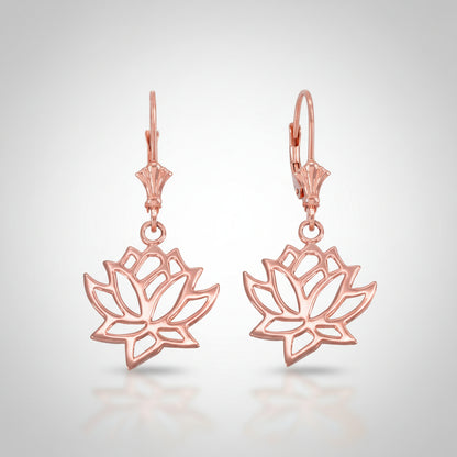 14K Gold Lotus Flower Earrings (yellow, white, rose gold) Karma Blingz