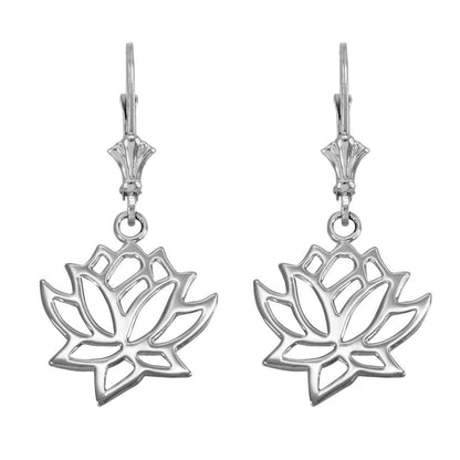 14K Gold Lotus Flower Earrings (yellow, white, rose gold) Karma Blingz