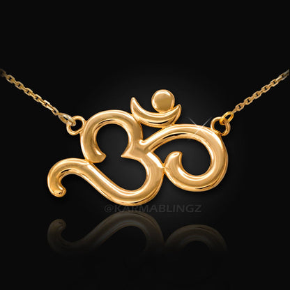 14K Gold Om Necklace (yellow, white, rose gold) Karma Blingz