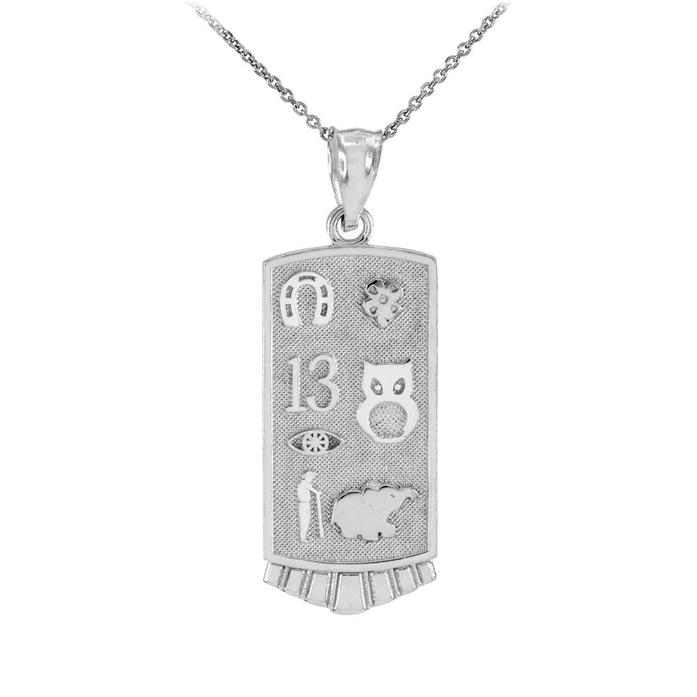 Sterling Silver Lucky Charm Good Luck Symbols Talisman Pendant Necklace Karma Blingz