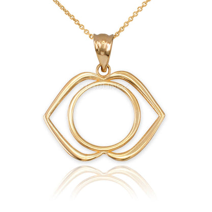 Gold Ajna Chakra (3rd eye) Pendant Necklace (yellow, white, rose gold, 10k, 14k) Karma Blingz