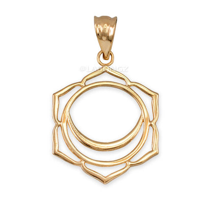Gold Svadhishthana (Creativity) Chakra Yoga Lotus Pendant Necklace (yellow, white, rose gold, 10k, 14k) Karma Blingz