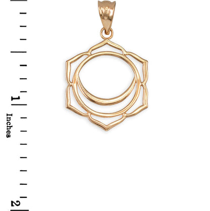 Gold Svadhishthana (Creativity) Chakra Yoga Lotus Pendant Necklace (yellow, white, rose gold, 10k, 14k) Karma Blingz
