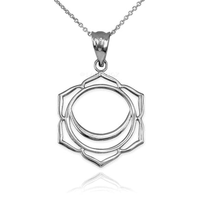 Gold Svadhishthana (Creativity) Chakra Yoga Lotus Pendant Necklace (yellow, white, rose gold, 10k, 14k) Karma Blingz