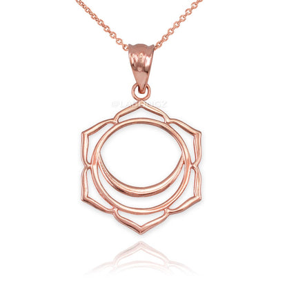 Gold Svadhishthana (Creativity) Chakra Yoga Lotus Pendant Necklace (yellow, white, rose gold, 10k, 14k) Karma Blingz