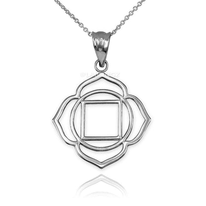 Gold Muladhara (Root chakra) Chakra Yoga Lotus Pendant Necklace (yellow, white, rose gold, 10k, 14k) Karma Blingz