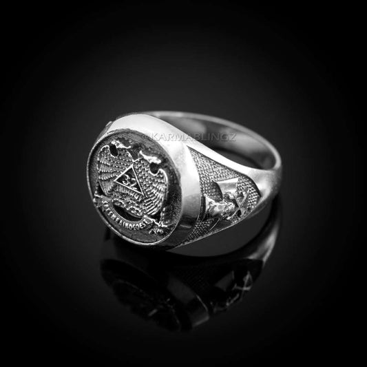 Vintage Sterling Silver 32 Degree Scottish Rite Double-headed Eagle Masonic Ring Karma Blingz