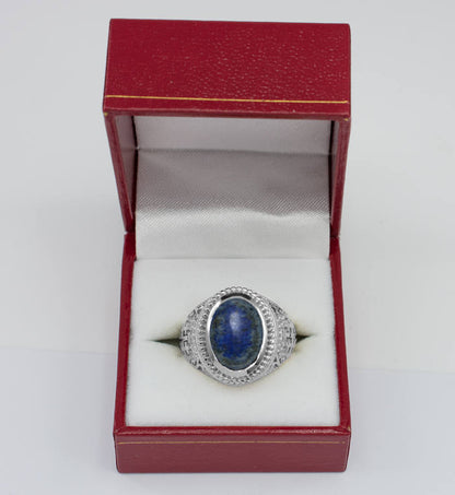 Sterling Silver Jerusalem Cross Lapis Lazuli Gemstone Ring Karma Blingz