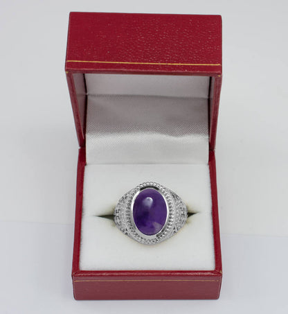 Sterling Silver Jerusalem Cross Purple Amethyst Cabochon Ring Karma Blingz