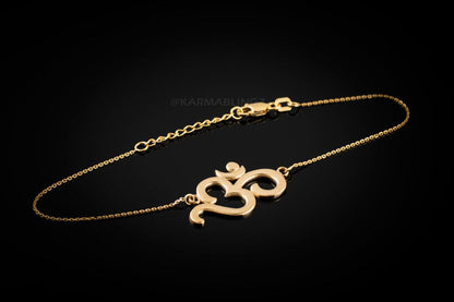 14K Gold Om Bracelet (yellow, white, rose gold) Karma Blingz