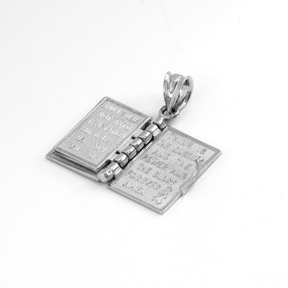 Sterling Silver Holy Bible 3D Book Christian Pendant Necklace Karma Blingz