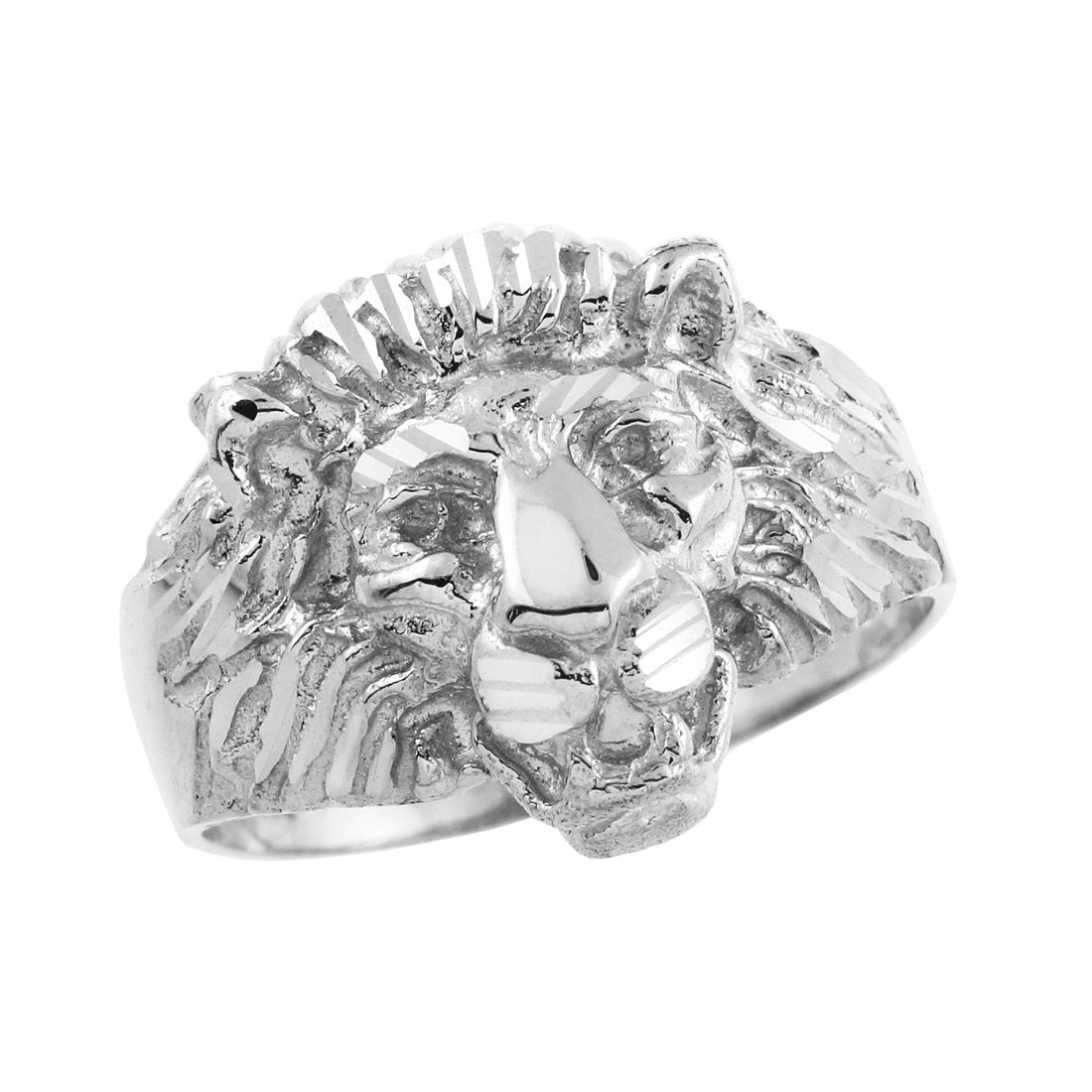Sterling Silver Lion Ring - Silver Lion Head Unisex Ring - Leo Ring Karma Blingz