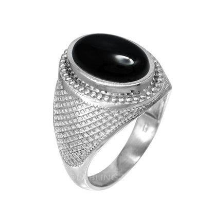 Sterling Silver Black Onyx Mens Statement Ring Karma Blingz