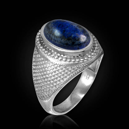 Sterling Silver Lapis Lazuli Gemstone Statement Ring Karma Blingz