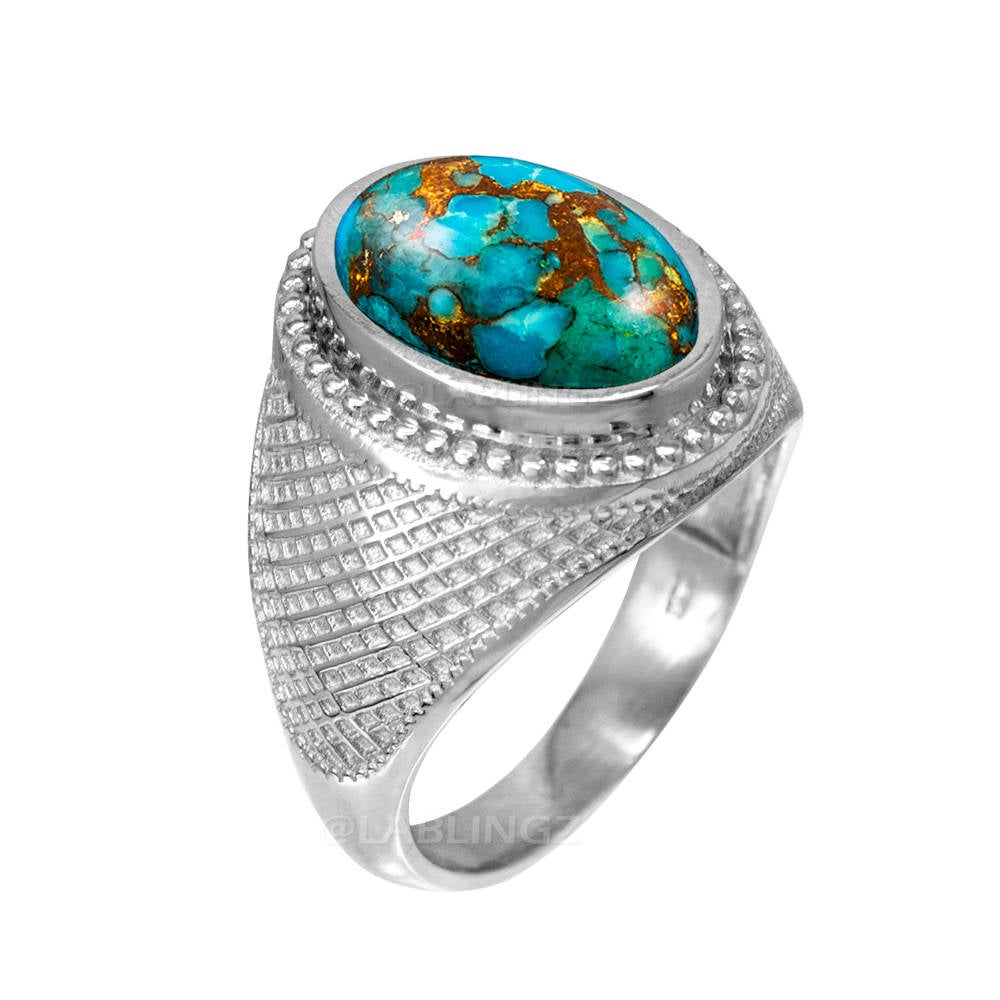 Sterling Silver Blue Copper Turquoise Statement Ring Karma Blingz