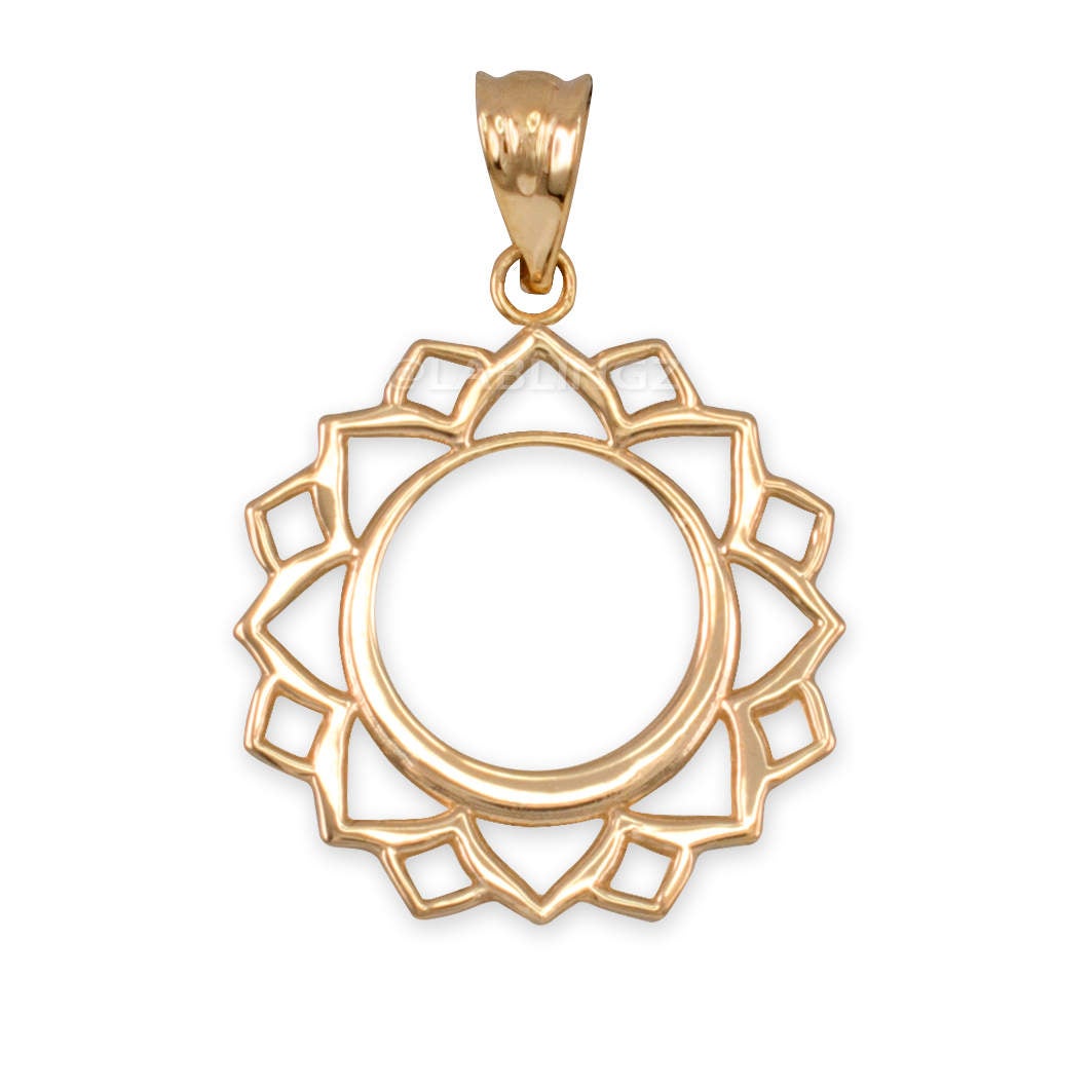 Gold Vishuddha (Communication) Chakra Yoga Pendant Necklace (yellow, white, rose gold, 10k, 14k) Karma Blingz