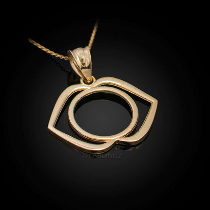Gold Ajna Chakra (3rd eye) Pendant Necklace (yellow, white, rose gold, 10k, 14k) Karma Blingz