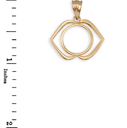 Gold Ajna Chakra (3rd eye) Pendant Necklace (yellow, white, rose gold, 10k, 14k) Karma Blingz