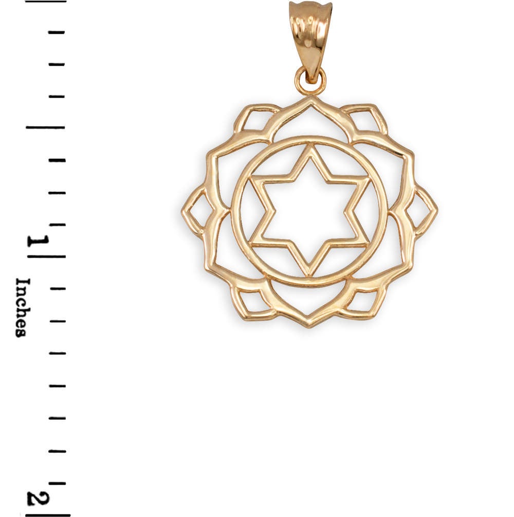Gold Anahata (Love) Chakra Yoga Lotus Pendant Necklace (yellow, white, rose gold, 10k, 14k) Karma Blingz