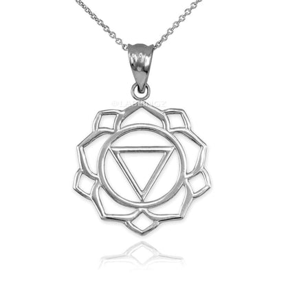 Gold Manipura (Confidence) Chakra Yoga Lotus Pendant Necklace (yellow, white, rose gold, 10k, 14k) Karma Blingz