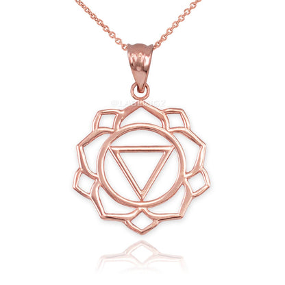 Gold Manipura (Confidence) Chakra Yoga Lotus Pendant Necklace (yellow, white, rose gold, 10k, 14k) Karma Blingz