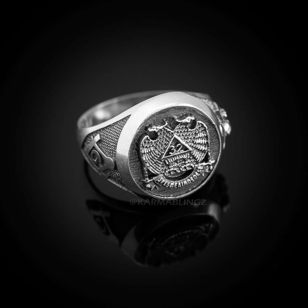 Vintage Sterling Silver 32 Degree Scottish Rite Double-headed Eagle Masonic Ring Karma Blingz