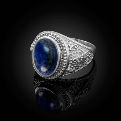 Sterling Silver Masonic Ring with Lapis Lazuli Gemstone Karma Blingz