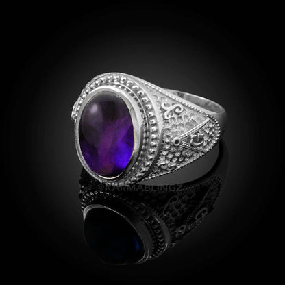 Sterling Silver Masonic Ring Purple Amethyst February Birthstone Karma Blingz