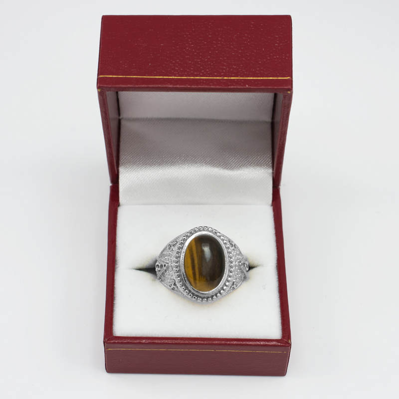 Sterling Silver Masonic Ring with Tiger Eye Gemstone Karma Blingz
