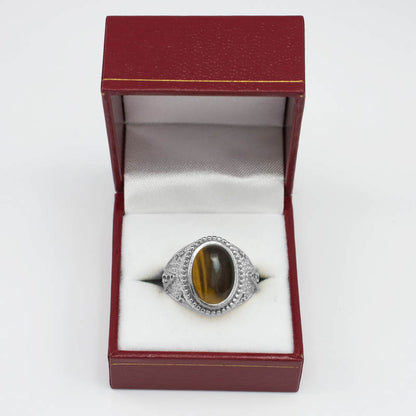 Sterling Silver Masonic Ring with Tiger Eye Gemstone Karma Blingz