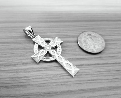 Sterling Silver Celtic Cross Pendant Necklace Karma Blingz
