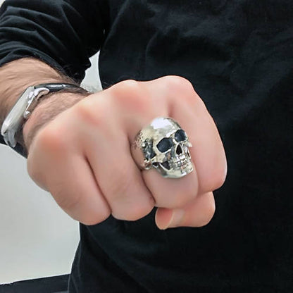 Sterling Silver Large Skull Head Mens Biker Statement Ring Karma Blingz